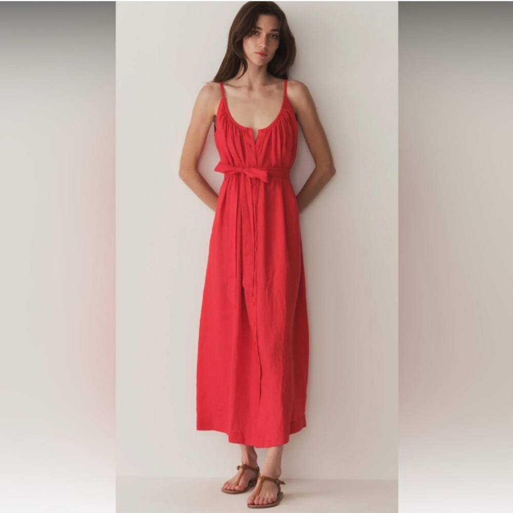Doen Nevita Red Linen Maxi Dress